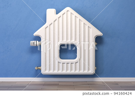 Home heating radiator in the form of house. 94160424