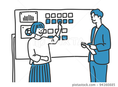 Illustration of two staff presenting 94160885