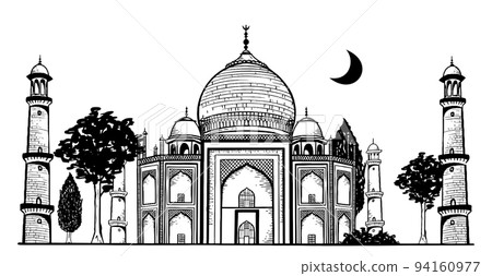 Hand drawing of the Muslim mosque Ramadan kareem traditional Islamic holiday Vector illustration Hand drawing of the Muslim mosque Ramadan kareem traditional Islamic holiday Vector illustration 94160977