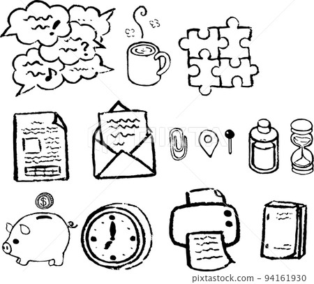 商務和辦公手繪風格線描圖標 商務和辦公手繪風格線描圖標 94161930