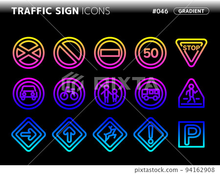 與交通標誌相關的漸變樣式圖標集_046 94162908