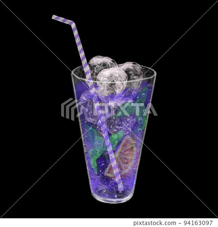 Cold drink illustration, violet fruit cocktail drink, purple fruit mint soda 94163097