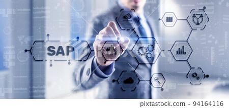 SAP Intelligent Robotic Process Automation. System Software Automation concept on futuristic virtual screen 94164116