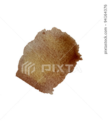 Yellow - brown splash watercolor hand painted isolated on white background, artistic decoration or background 94164376