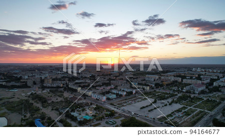 Orange sunset with view of city and the TV tower Orange sunset with view of city and the TV tower 94164677