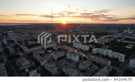 Orange sunset with view of city and the TV tower Orange sunset with view of city and the TV tower 94164679