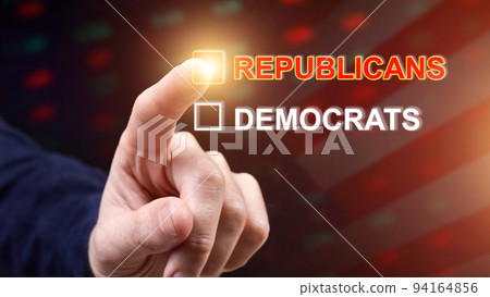 Man pointing to USA Republican party choice 94164856
