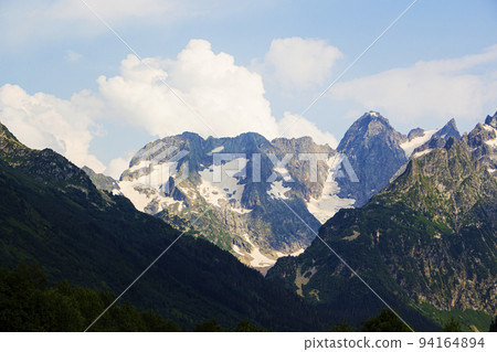 The Caucasus Mountains. Mountain peaks in summer. 94164894