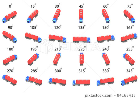 A set of 24 fuel trucks from different angles.  94165415
