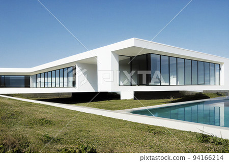 View of a Contemporary Villa with a Swimming Pool View of a Contemporary Villa with a Swimming Pool 94166214