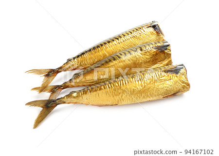 Tasty smoked fish isolated on white. Delicious seafood Tasty smoked fish isolated on white. Delicious seafood 94167102