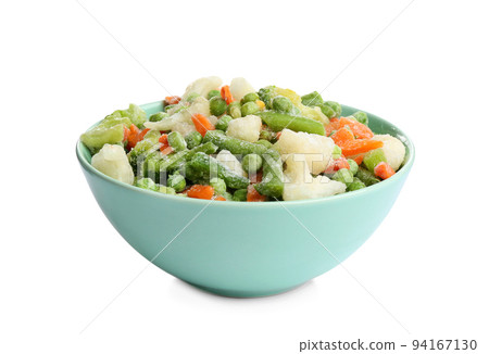 Frozen vegetables in bowl isolated on white 94167130