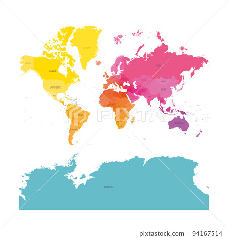 Colorful political map of World. Colorful political map of World. 94167514