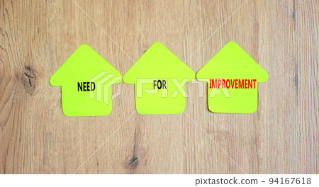 Need for improvement and support symbol. Concept words Need for improvement on green paper on clothespins. Beautiful wooden background. Business and need for improvement quote concept. Copy space. Need for improvement and support symbol. Concept words Need for improvement on green paper on clothespins. Beautiful wooden background. Business and need for improvement quote concept. Copy space. 94167618