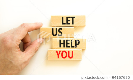 Support and let us help you symbol. Concept words Let us help you on wooden blocks on a beautiful white table white background. Businessman hand. Business, support and let us help you concept. Support and let us help you symbol. Concept words Let us help you on wooden blocks on a beautiful white table white background. Businessman hand. Business, support and let us help you concept. 94167650