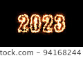 Fiery inscription 2023 on black background. New Year. 3d render. 94168244