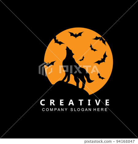 halloween bat and haunted house logo template vector icon halloween bat and haunted house logo template vector icon 94168847