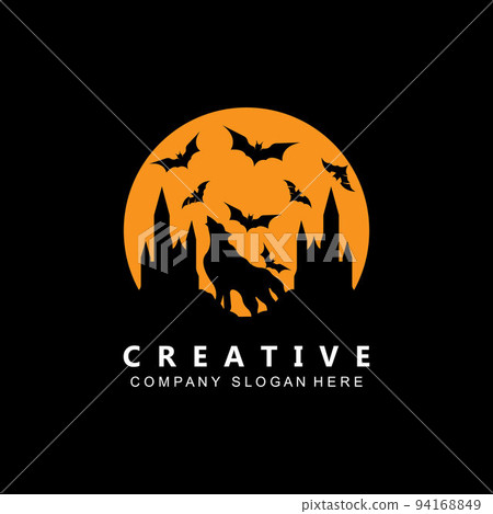 halloween bat and haunted house logo template vector icon halloween bat and haunted house logo template vector icon 94168849