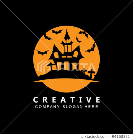 halloween bat and haunted house logo template vector icon halloween bat and haunted house logo template vector icon 94168851