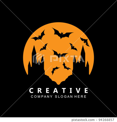 halloween bat and haunted house logo template vector icon halloween bat and haunted house logo template vector icon 94168857