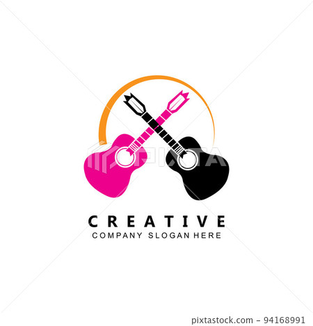 musician musical instrument guitar logo template vector icon 94168991