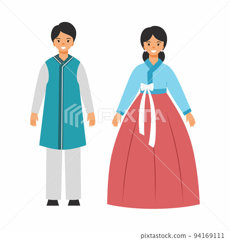 Man and woman in traditional Korean clothes. Hanbok. Family from Asia. 94169111
