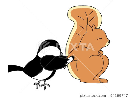 A squirrel that doesn't like being shot by a tit 94169747