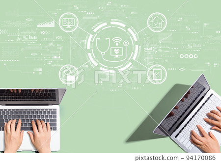 Telemedicine theme with people working together 94170086