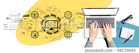 Telehealth theme with person using a laptop 94170093