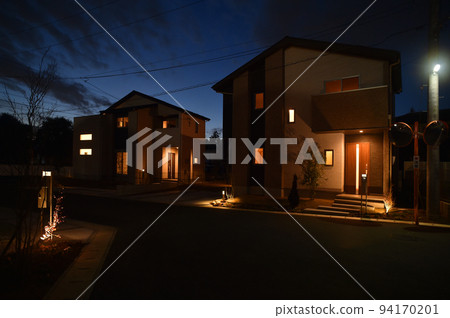 Residential area evening view Residential area at dusk 94170201