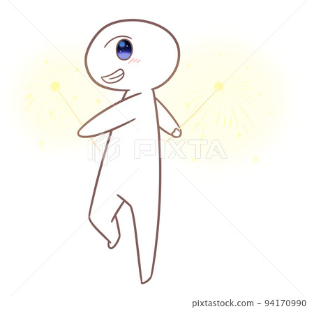[煙花]雙手手持煙花的角色[Fubutsu] 94170990