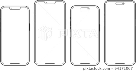 Smartphone body mockup 4 types (line drawing) 94171067