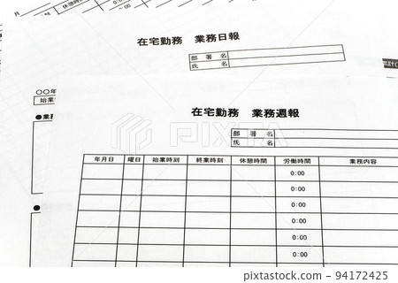 Telecommuting, work reports for remote work, etc. Business image 94172425