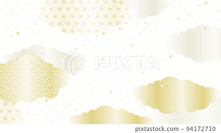日式花紋柔和金色插畫背景 日式花紋柔和金色插畫背景 94172710