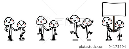 Mushrooms in various poses Cute Enoki mushroom 4-piece set 94173394