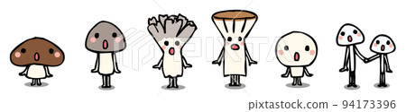 6種可愛的蘑菇,驚訝的臉朝前 6種可愛的蘑菇,驚訝的臉朝前 94173396