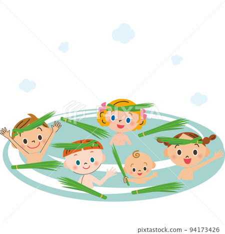 孩子們在鳶尾花浴中洗澡 94173426