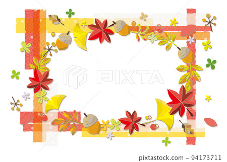 秋葉材料橢圓框背景織物狀膠帶框架 94173711