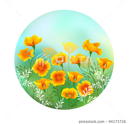 Round picture with California poppy Round picture with California poppy 94173726