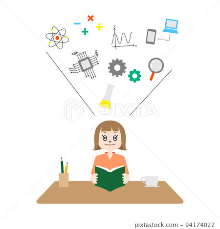 Illustration of a child learning science and mathematics (white background, vector, clipping) 94174022
