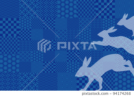 Background illustration image of a Japanese pattern with a silhouette of a rabbit, a rabbit, and a rabbit Background illustration image of a Japanese pattern with a silhouette of a rabbit, a rabbit, and a rabbit 94174268