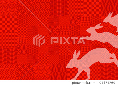 Background illustration image of a Japanese pattern with a silhouette of a rabbit, a rabbit, and a rabbit Background illustration image of a Japanese pattern with a silhouette of a rabbit, a rabbit, and a rabbit 94174269