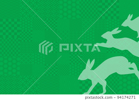 Background illustration image of a Japanese pattern with a silhouette of a rabbit, a rabbit, and a rabbit Background illustration image of a Japanese pattern with a silhouette of a rabbit, a rabbit, and a rabbit 94174271