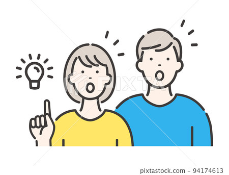 A young man and woman couple The moment an idea flashes 94174613