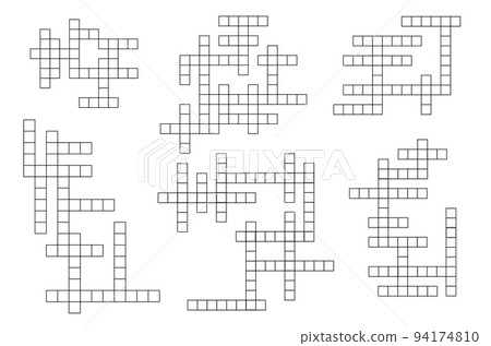 Crossword game grids. Vocabulary vector playing activity or text puzzle with words finding task. Educational riddle or quiz grids vector templates Crossword game grids. Vocabulary vector playing activity or text puzzle with words finding task. Educational riddle or quiz grids vector templates 94174810
