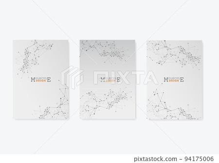 Modern vector templates for brochure, flyer, cover magazine. Molecule structure with connected dots and lines. Abstract communication background Modern vector templates for brochure, flyer, cover magazine. Molecule structure with connected dots and lines. Abstract communication background 94175006