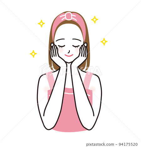 一個女人在做皮膚護理時被迷住的矢量圖 94175520