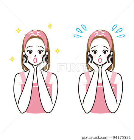 一組女性做皮膚護理的矢量插圖 94175521