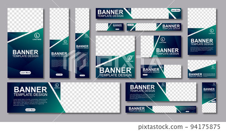 set of creative web banners of standard size with a place for photos. Modern template design. 94175875