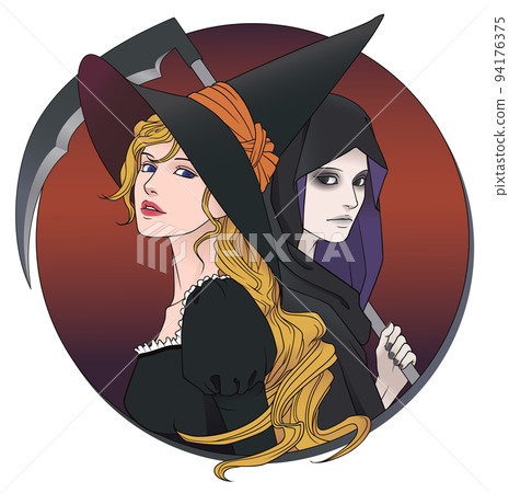 女巫與死神金發背景紅色 94176375